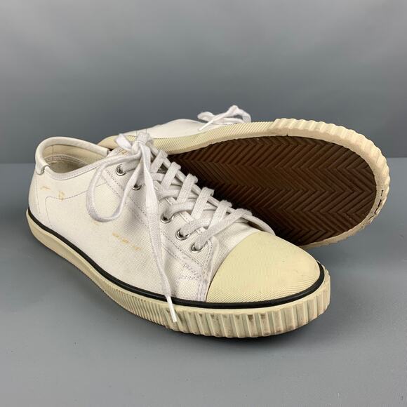 CELINE Size 8 White Black Canvas Sneakers - Picture 5 of 9